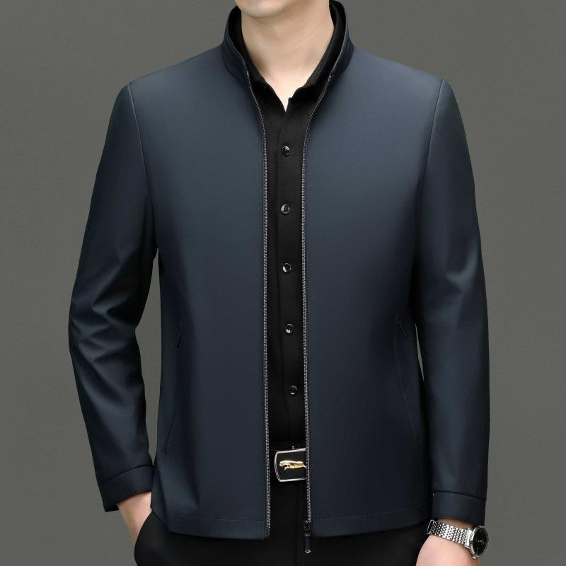 Men's Mulberry Silk Jacket Spring and Autumn New Business Casual Lapel Jacket Middle-aged Dad's Top Jacket