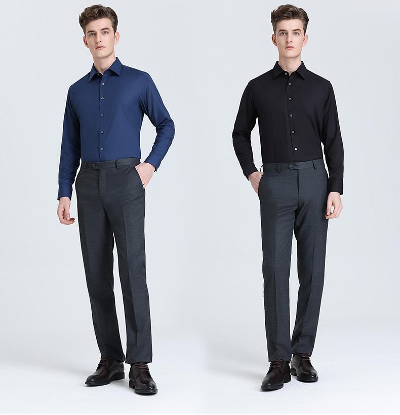 Langdeng Cotton Wool Long Sleeved White Shirt for Business Formal Wear