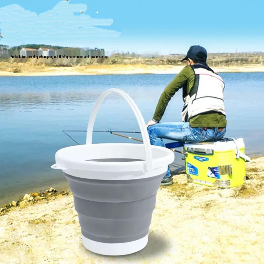 

Portable Folding Multi-functional Plastic Water Bucket for Outdoor, Car, and Kids Travel 3L сірий колір