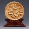 Wood Carving Dragon and Phoenix Round Carving Art Statue Mascot High Quality Home Room, Office Decoration Accessories