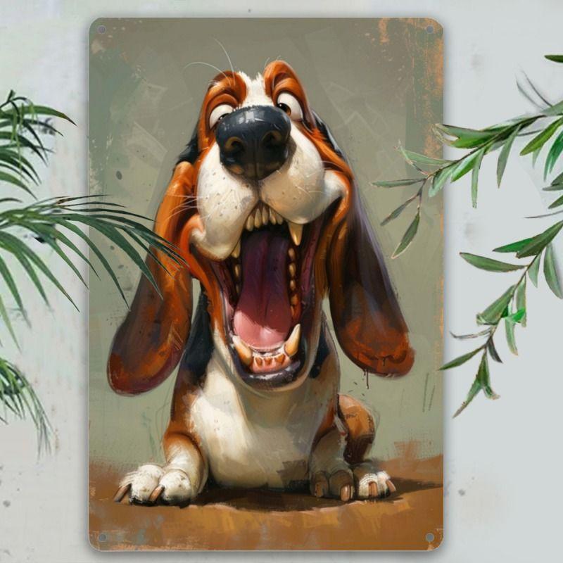 Vintage Style Metal Tin Sign Cute Cats Dogs for Cafe Interior