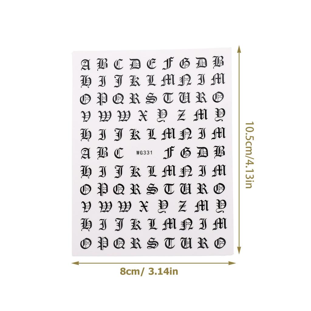 5 Sheets Nail Art Stickers Alphabet Letter Decals for Nails Beginner Friendly DIY Nail Decoration PVC Safe Easy To Use Supplies