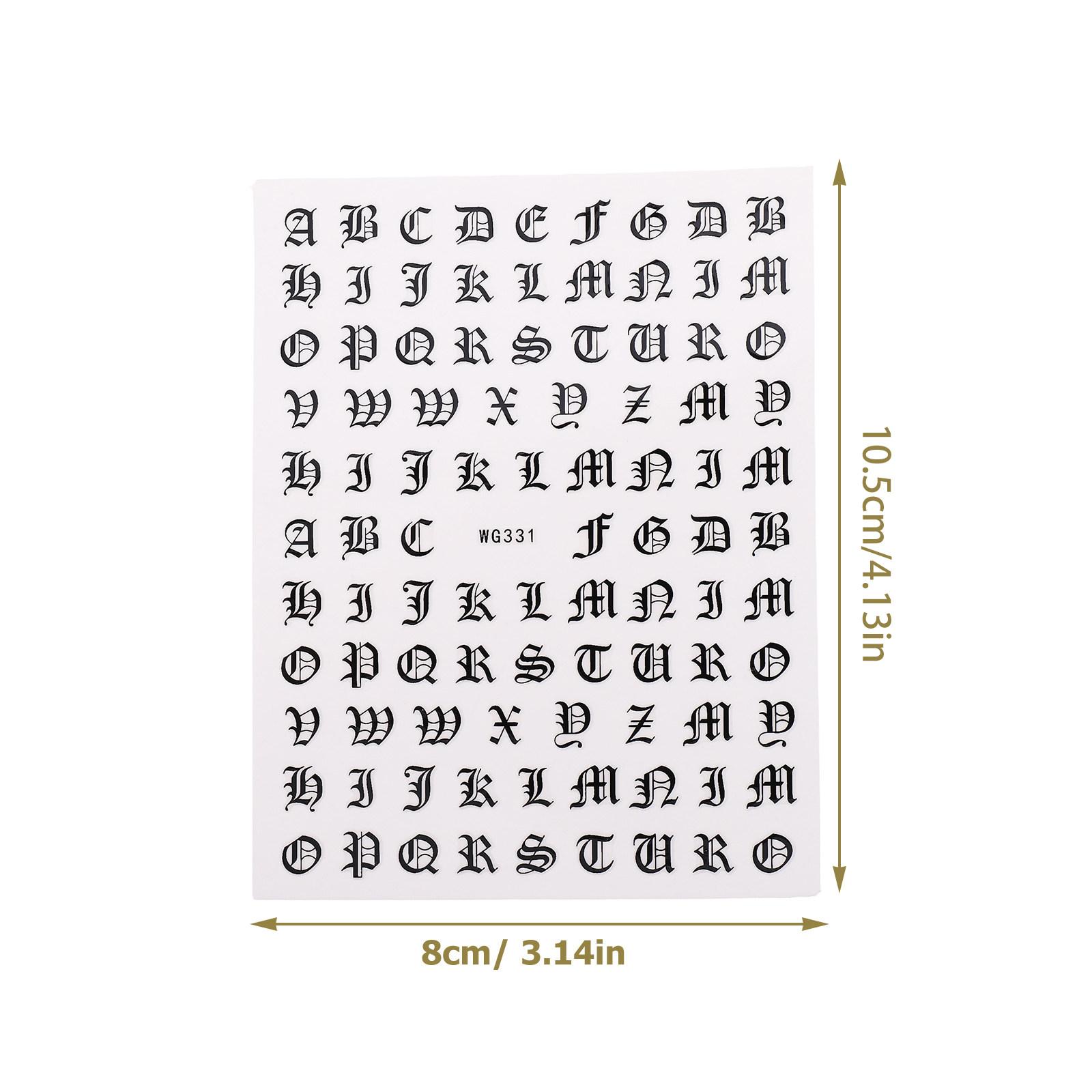 

5 Sheets Nail Art Stickers Alphabet Letter Decals for Nails Beginner Friendly DIY Nail Decoration PVC Safe Easy to Use Supplies чёрный