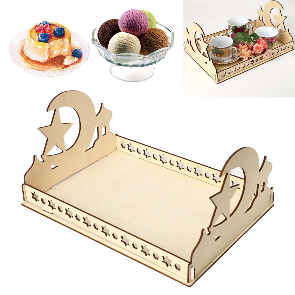 Bandeja de Postre Eid Artesanal de Madera Fiesta Islámica Ramadan Comida Repostería Servicio Estilo A