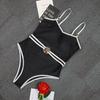 New Color Blocked One-piece Swimsuit Ins Style Sexy Women's Swimwear Female Backless High Leg Cut Beach Bather Bathing Suit