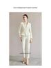 AD Women's Light-Colored Collarless Professional Suit Set - High-End Fashionable Formal Wear for Commuters