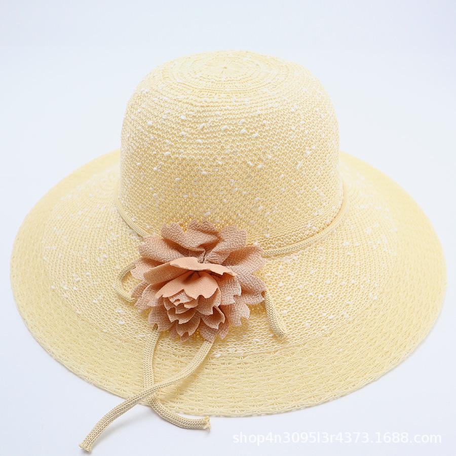 Summer straw hat big brim fashionable flower sweet seaside vacation beach breathable sun protection sun hat women's