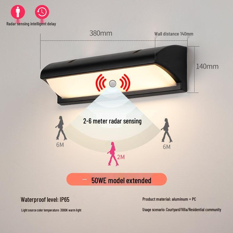 LED Waterproof Wall Light with Motion Sensor for Outdoor Garden or Balcony