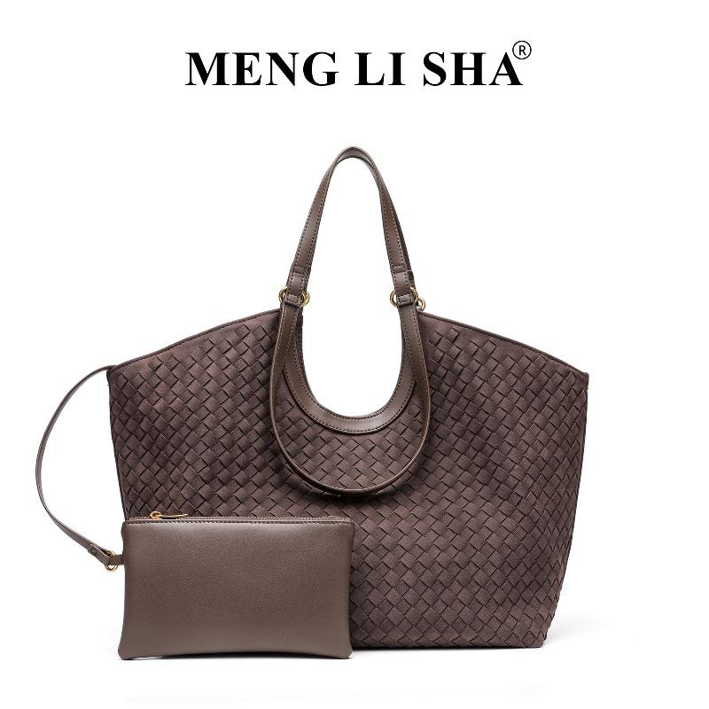 2 new versatile suede woven bags casual retro large capacity underarm shoulder portable tote bag кофейный