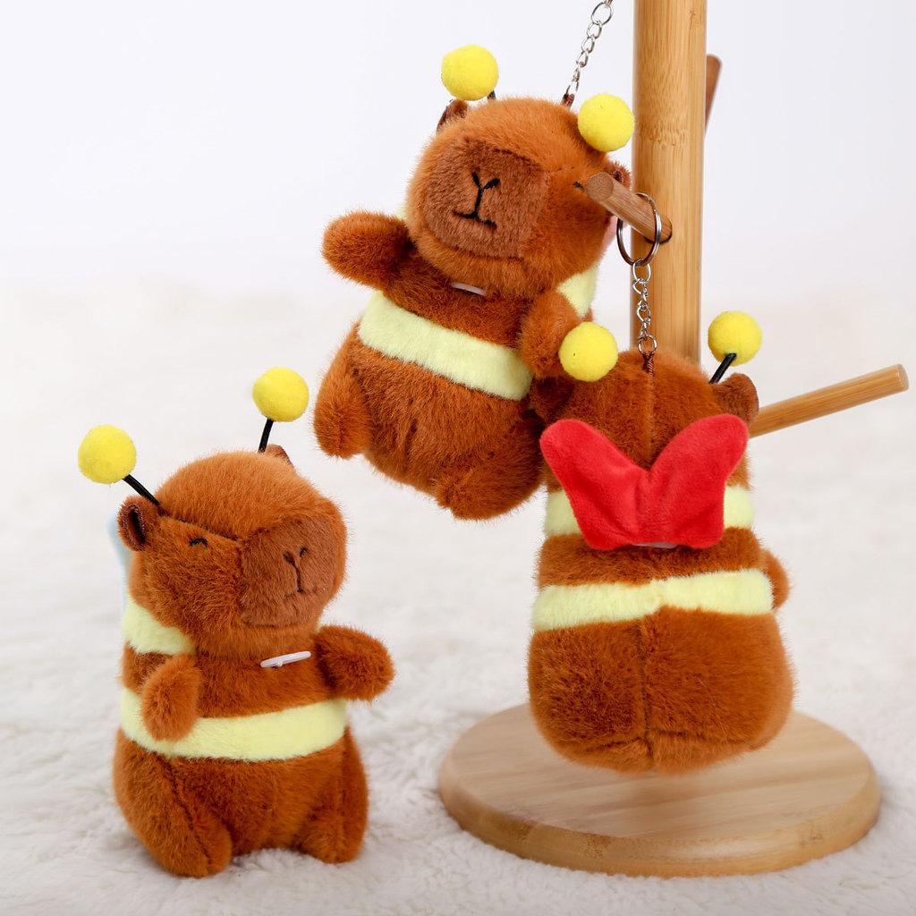 Cute Bee Capybara Plush Keychain With Vibrating Wings For Kids And Collectors
