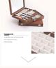 Walnut Wood Jewelry Box with White Leather and Lid, Dustproof Earring, Ring, Necklace, and Bracelet Storage.