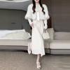 Fluffy French Chic Women's Skirt & Shawl Set – Autumn/Winter High-End Look