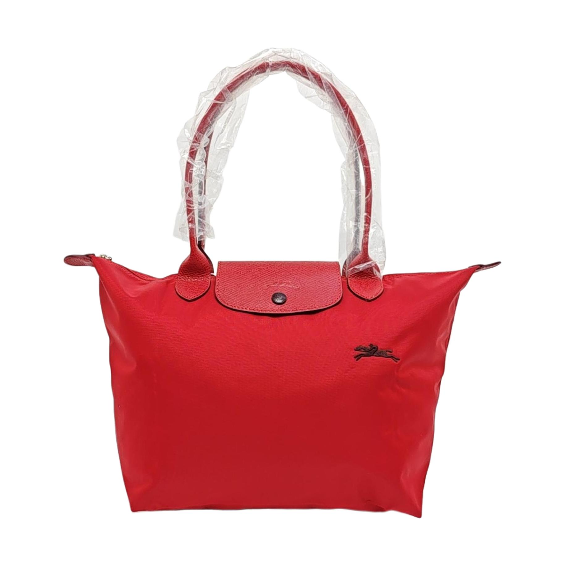 [Pre-Owned] Le Pliage Small Red Nylon Dumpling Shoulder Bag Black Hardware - Excellent #HGAZX4 ONE SIZE