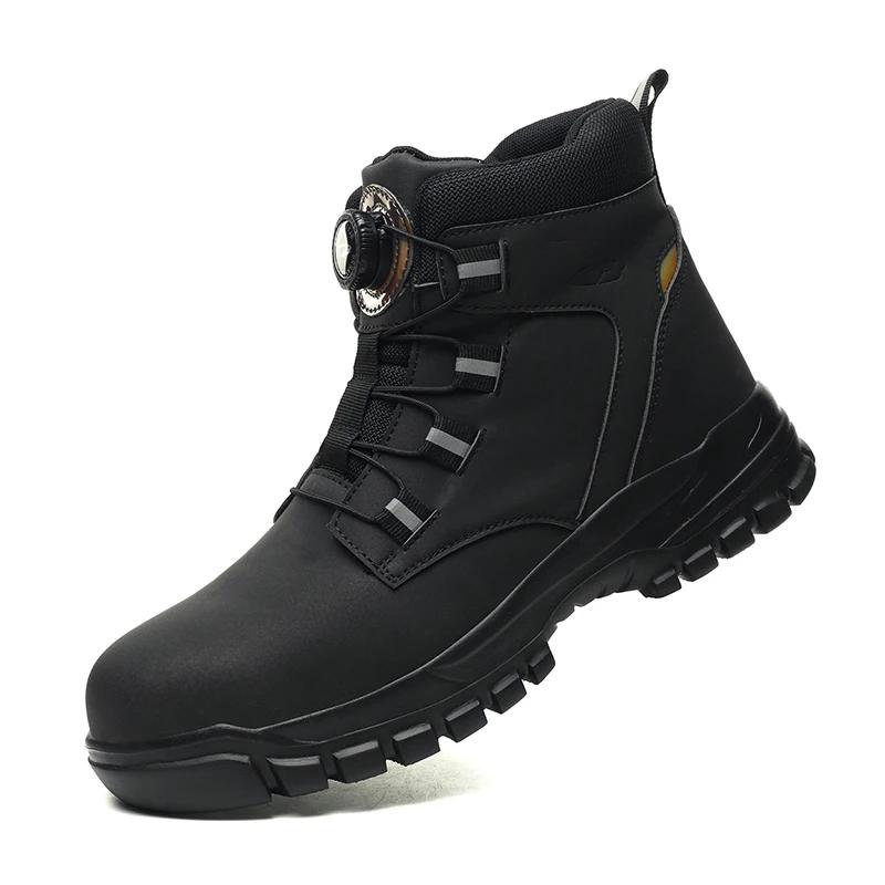 New Fashion  Waterproof Security Work Safety Boots Protective Leather Boots Anti-smash Anti-puncture Industrial Shoes