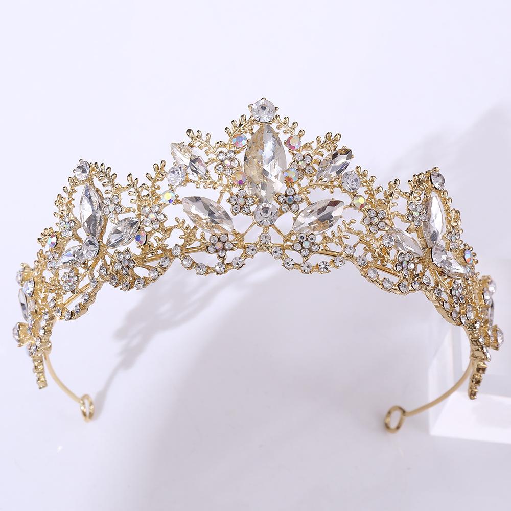 Diamond Crown Korean Crystal Crown Red Bridal Crown Performance Dress Accessories Wedding Jewelry