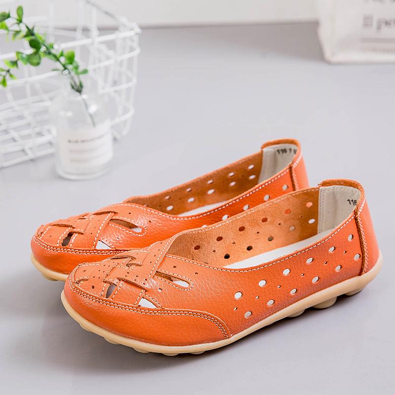 Women Leather Driving Shoes Moccasins Comfort Flats Casual Slip On Yellow Nurse Walking Summer Maternity Shoes for Mother