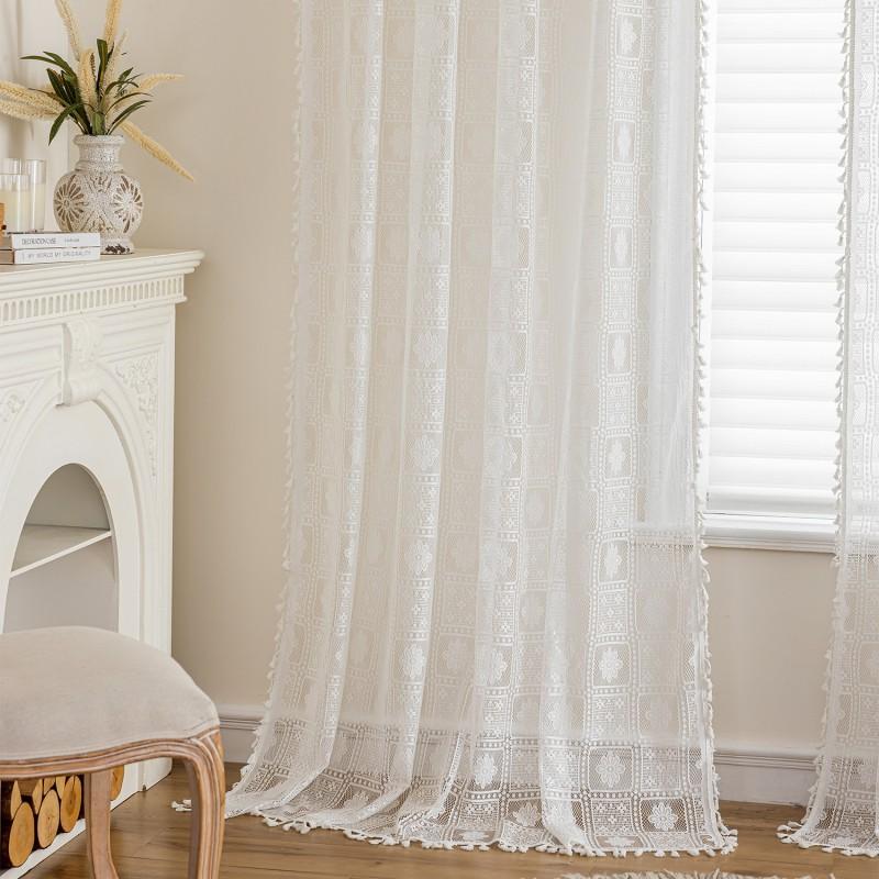 Floral Lace Sheer Curtain Panel Living Room Bedroom Dining Balcony Country Style Window Treatment