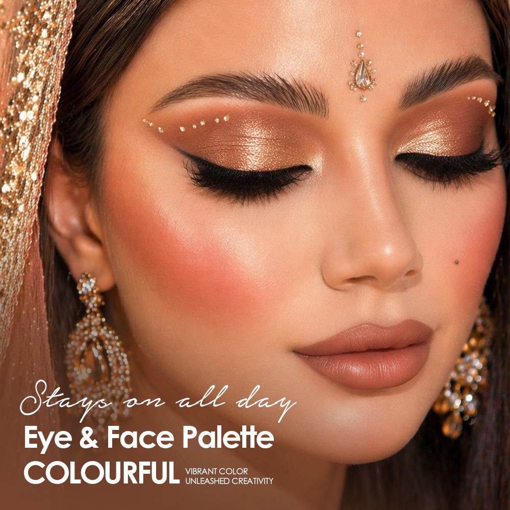 JULYSTAR 38 Color Eye & Face Palette Exotic Nude Shimmer Matte Eyeshadow Glitter Powder HighLight Blush Contour Long Lasting Eye Makeup Cosmetics