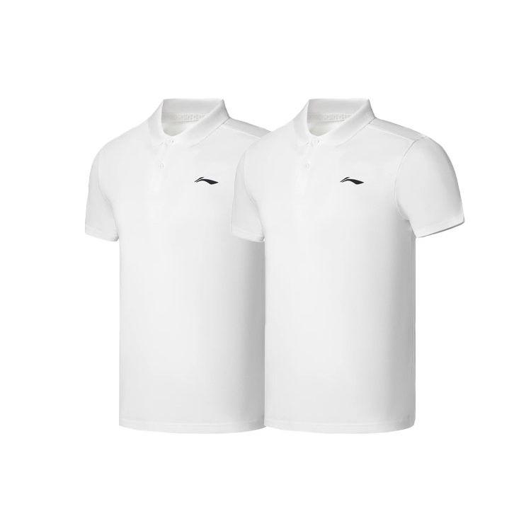 Li Ning Plain Logo Print Short Sleeve Polo Shirt Men tops White APLS069-8