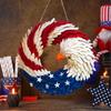 4TH of July Hanging Door Sign Wreath Decoration Bule White and Red Color Usa Eagle Pattern for