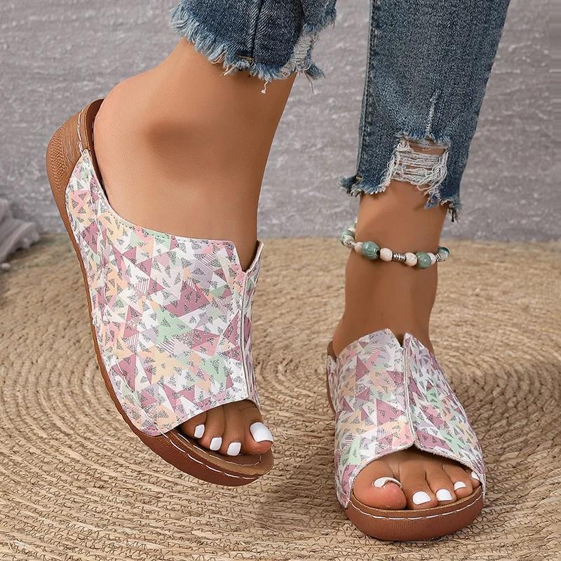 Fashion Popular Mixed-Color Thick Sole Women Sandals 2025 Spring Anti-Slip Platform Sandels Outdoor Walking Wedges Heel Zapatos De Mujer