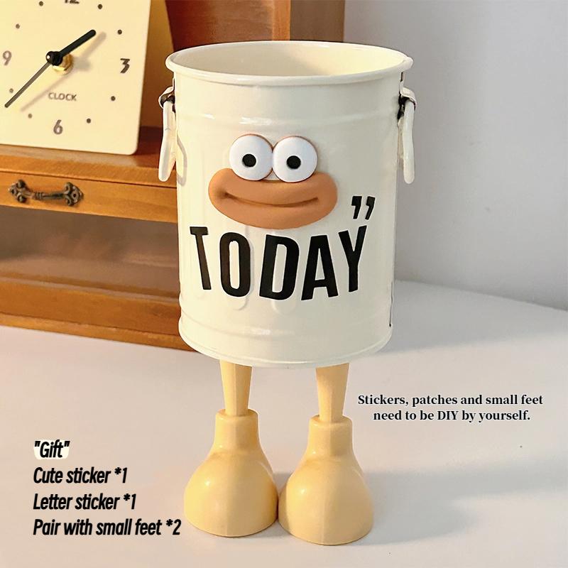 1 Pc Cartoon Pen Holder, Simple Storage Holder, For Office Storage, Desk Storage, Home Study Storage (random Letter Stickers)