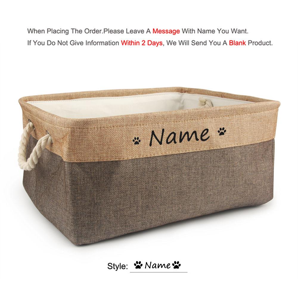 Free Custom Basket Cat Dog Toy Print Name Pet Storage Box DIY Toys Clothes Accessories Foldable Organize Customized
