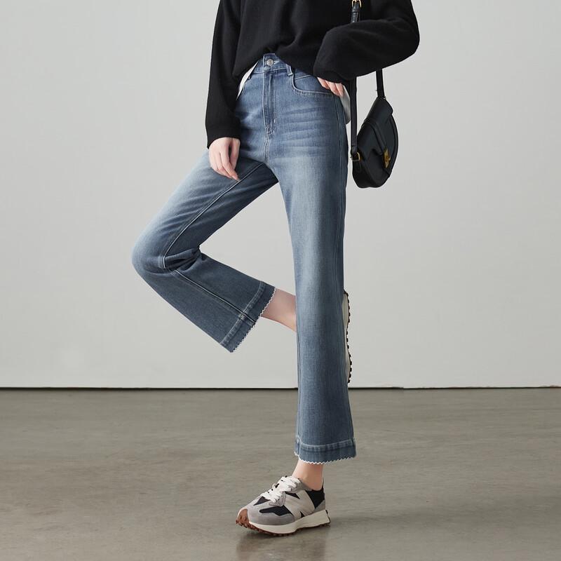 SOFSIL 2026 Spring Women's High-Waist Slim Cropped Flare Jeans