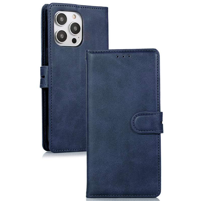 For iPhone 15 Pro Max Stand Wallet Calf Texture Phone Case Full Protection PU Leather Phone Cover