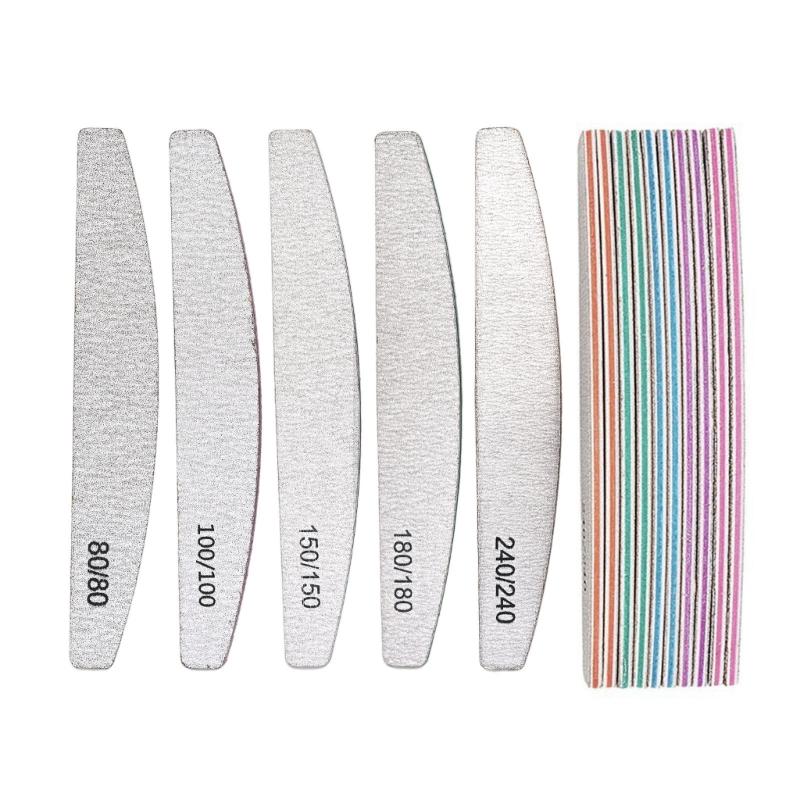 5Pcs/Lot Sharply Nail Buffing Blocks Double Sided Grit Sanding Sticks Half Moon Design Travel Friendly Nail Care Kit