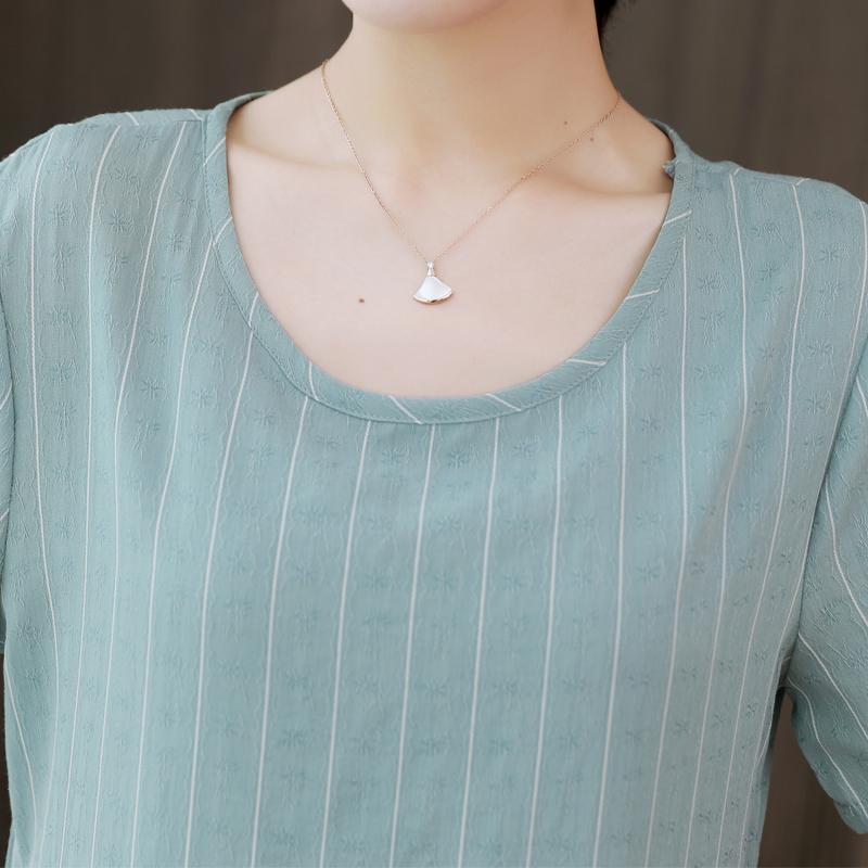 Sommer Gestreiftes Midikleid Frauen Casual Lose Kurzarm Plus Size Kleider Sommerkleidung Mit Taschen