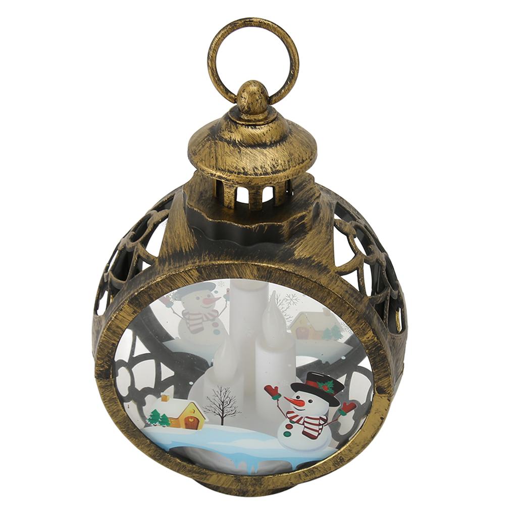 Christmas Vintage Decorative Candle Lantern Christmas Decorative Lantern with LED Flickering Flameless Candle Bronze
