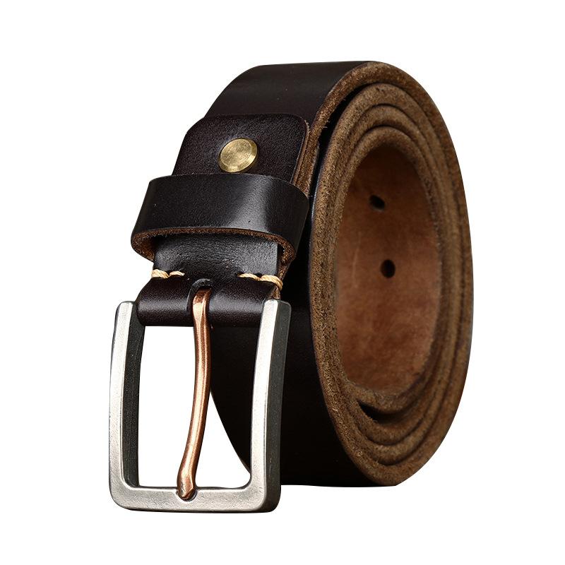 Simple, Fashionable, Retro, Thickened Top Layer, Pure Cowhide Belt, Men's Genuine Leather, Stainless Steel Buckle, New Style Waist Belt