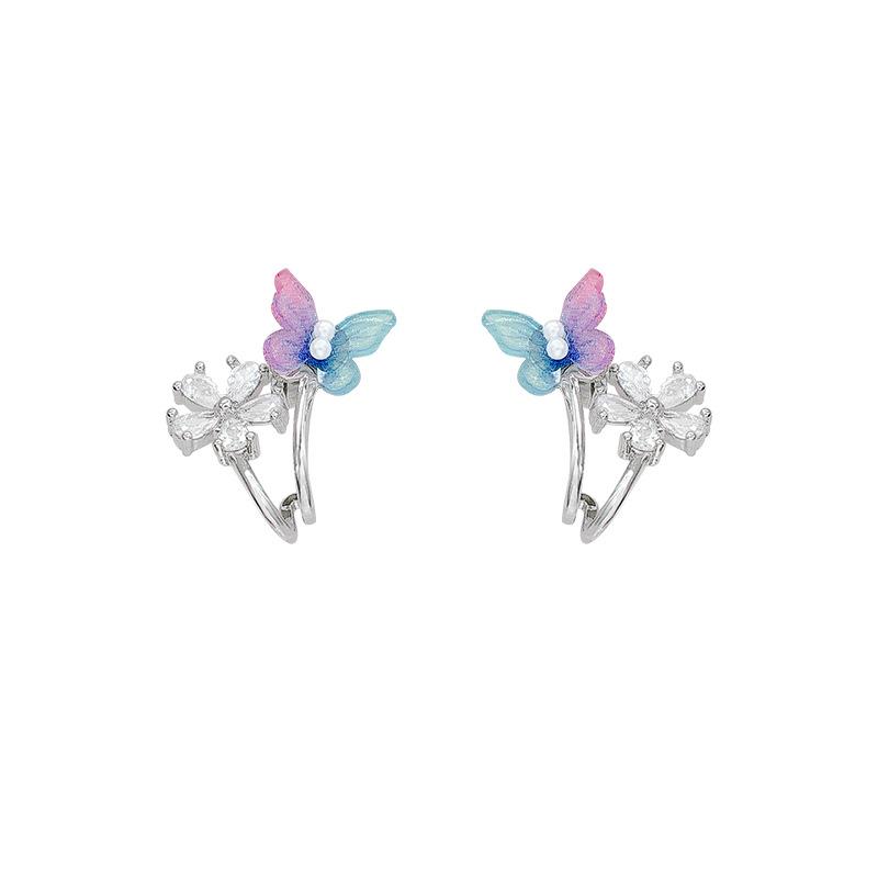 2026 Exquisite Butterfly Zircon Flower Earrings for Women Girls New Trendy Sweet Cute Stud Earrings Daily Wearing Jewelry Gifts