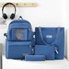 Four-Piece Backpack Set Girls Large Capacity Backpack Solid Color Junior High School Student School Bag
