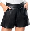 100%Genuine Wear Short Party Designer Black Cocktail Leather Stylish Women Pant
