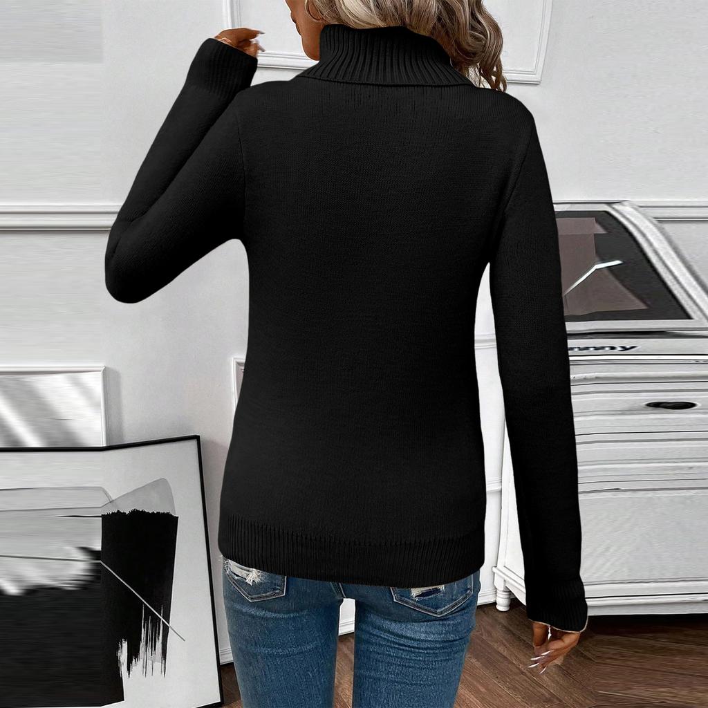 Women's Casual Knitted Sweater Solid Color Casual Loose Sweater