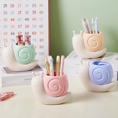 Dinosaur Egg Pen Holder Detachable Pen Holder Cute Snail-Shaped Desktop Organizer for Stationery Makeup Brushes Multifunctional Stationery Storage Box