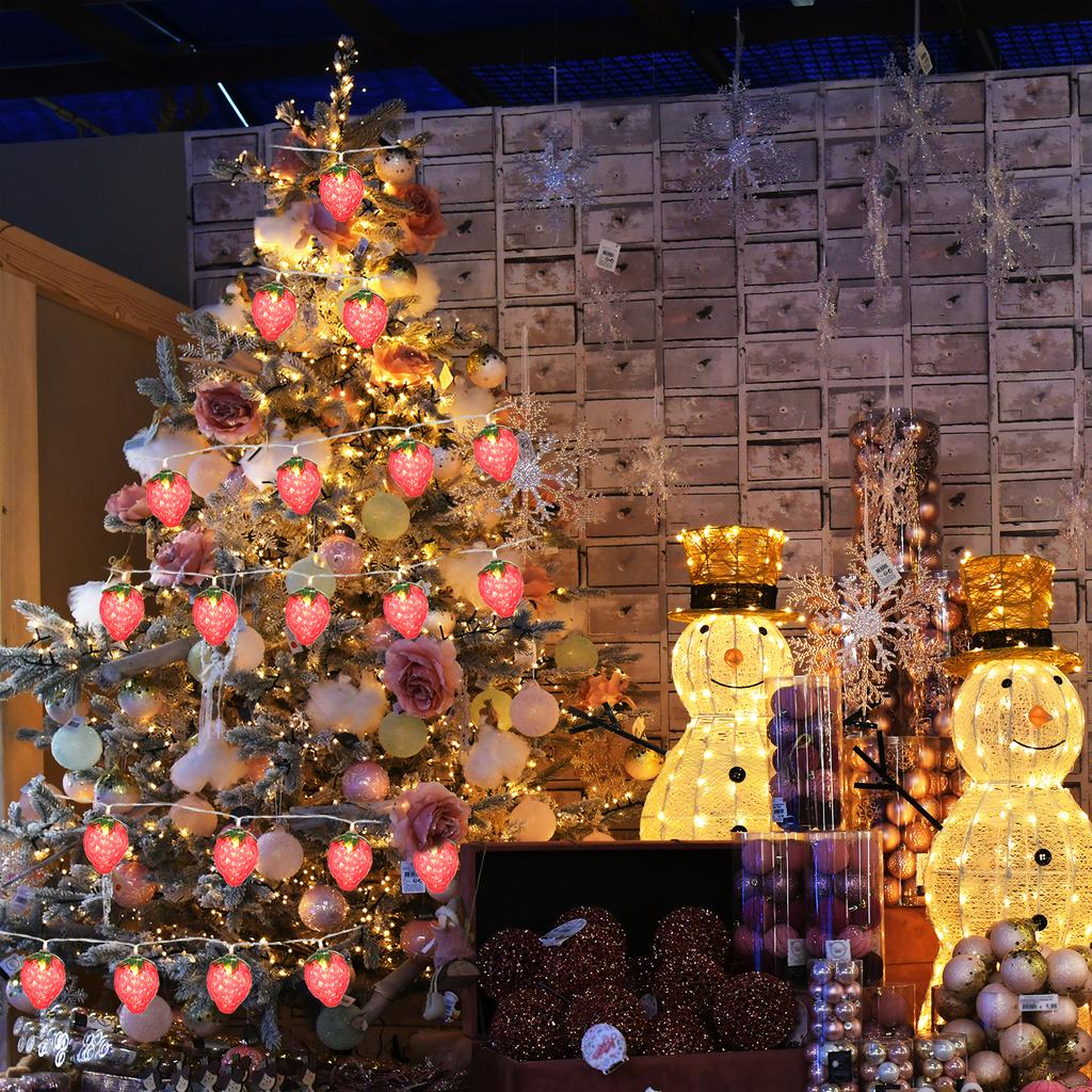 6,5FT 10-LED Erdbeer-Lichterkette Weihnachts-Dekorative Lichterketten LED Dauerlicht Modus für Festivals Ostern Karneval Partys