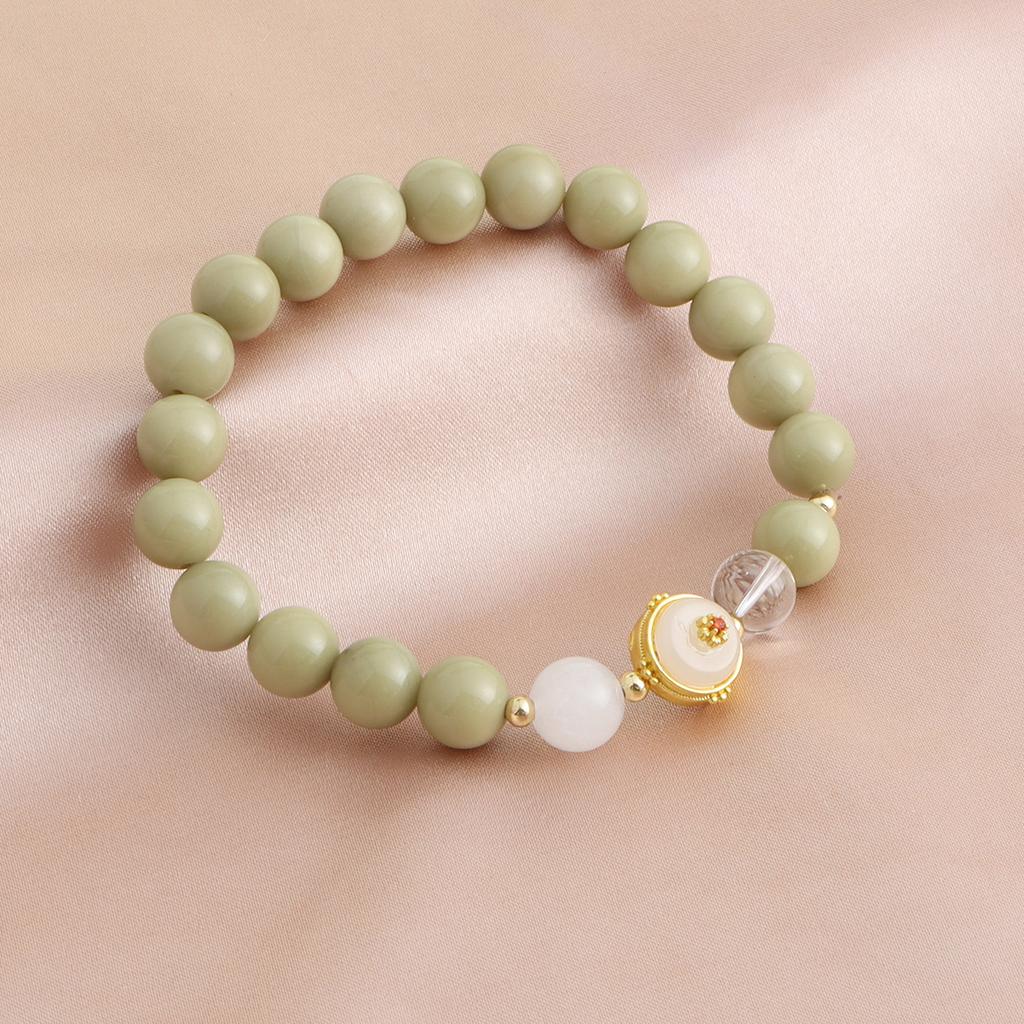 Natural Alxa Avocado Crystal Bracelet National Style Versatile Bracelet Girlfriend Gift Live