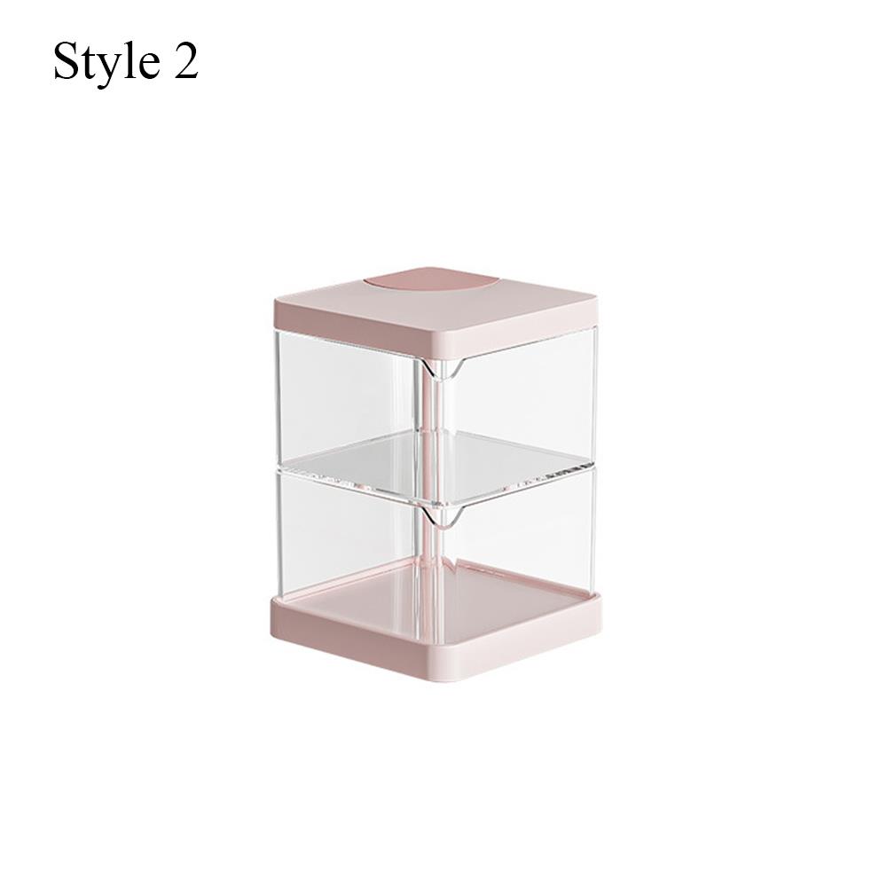 Rotating Storage Box Cosmetic Display Case Transparent Moisture-Proof Multi-layer Makeup Storage Shelf Powder Puff Organizer