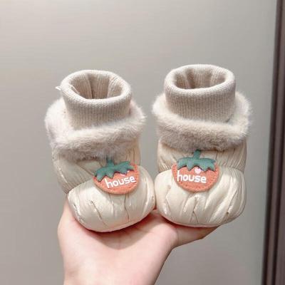 Zapatos de Algodón de Invierno para Recién Nacidos, Terciopelo Cálido, Antideslizantes, Suela Suave, Calcetines para Antes de Caminar para Niños y Niñas