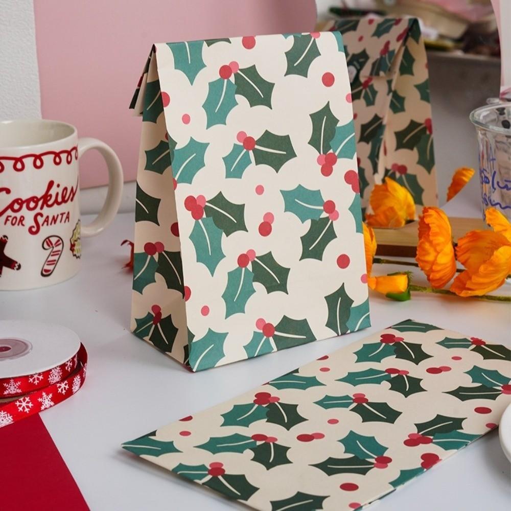 10pcs Kraft Paper Christmas Cookie Bag Gift Wrapping Biscuit Bags New Gift Favor Bags  Party Decor