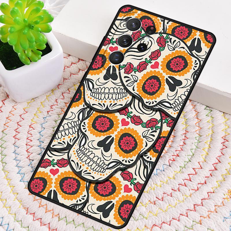 

Mexican Skull Flower Silicone Phone Case For Samsung Galaxy note 10 pro S26 S25 S24 S23 S22 S21 Plus S25Ultra Capa Cover Galaxy S24 Ultra