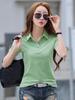 Polo estiva da donna in cotone - Top casual a maniche corte con colletto a revers