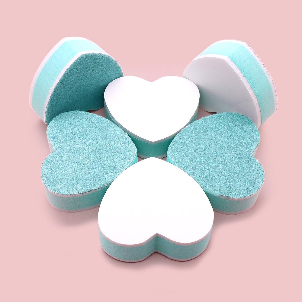 Dual-Sided Heart-Shaped Nail File Sponge Block - High Elasticity and Polishing
