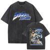 Washed Vintage Anime Jojo Bizarre Adventure Joseph Joestar Caesar Anthonio Zeppeli Print Tshirt Men Fashion Cartoon T Shirt Top