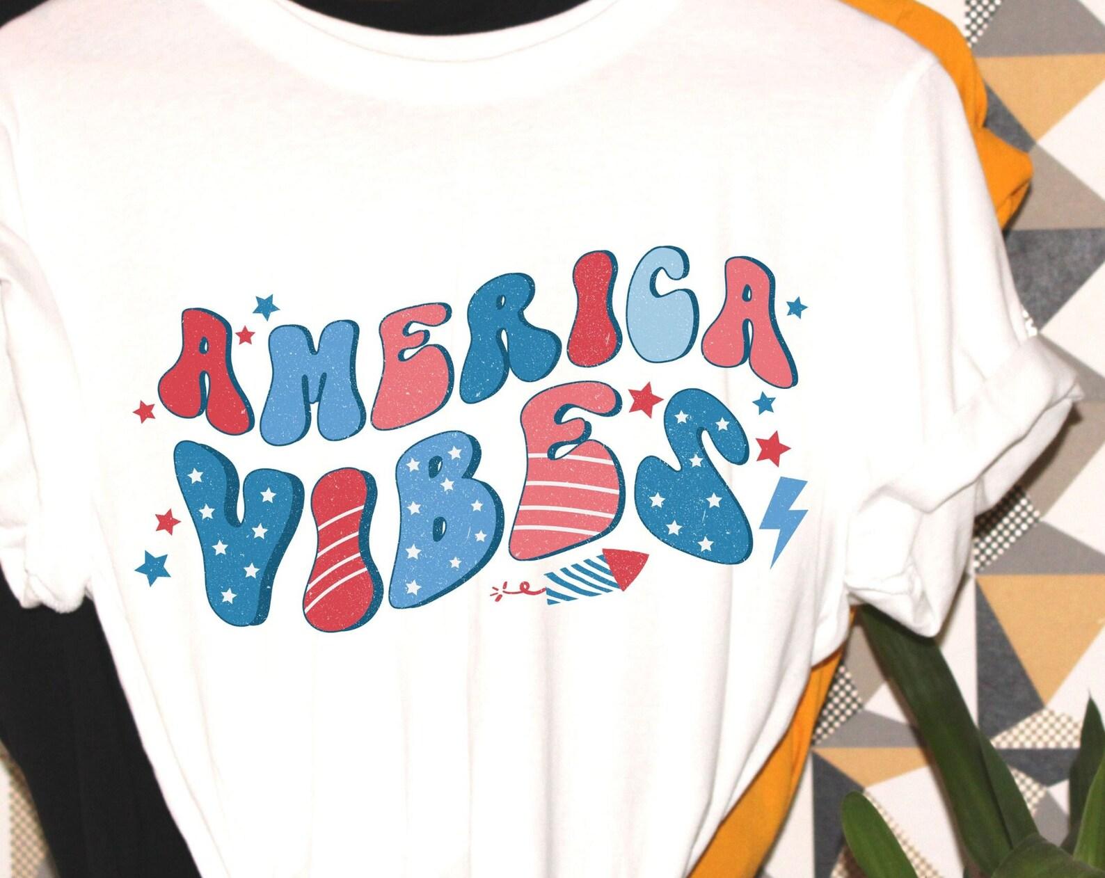 America Vibes, patriotic tshirt, boho shirt, retro tshirt, patriot tshirt, fun patriotic gift 2XL