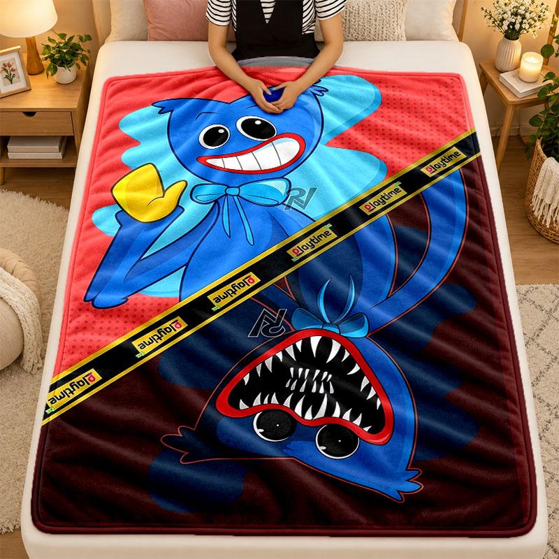 Flannel BlanketPoppy Playtime Warm Soft Throw Blanket for Indoor Sofa Bed Living Room Use
