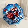 1 Stück Coca-Cola Eiswürfel Automatischer Öffnungs-/Schließschirm mit Winddichtigkeit, stabiles 8-Rippen-Dach, langlebige Rippen, modisches Design, Outdoor-Accessoire, lustiger Pr